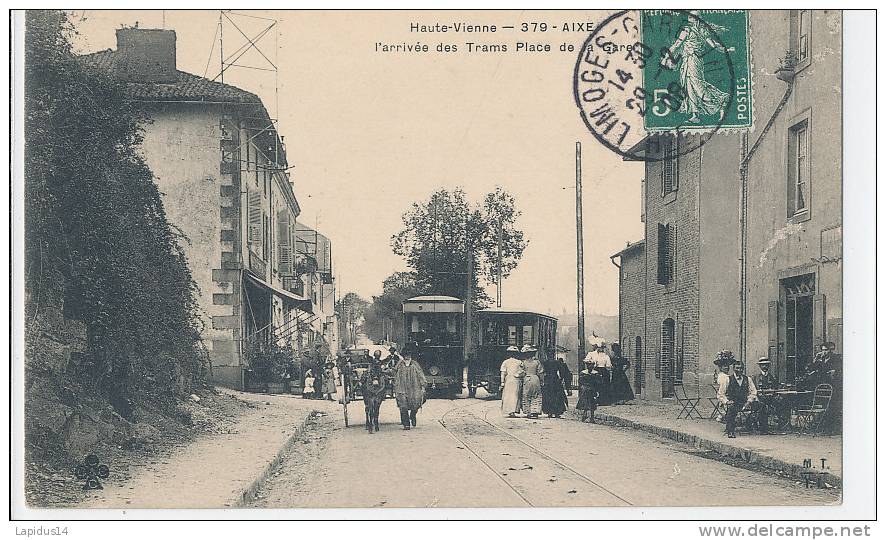 CC S 572 /  CPA -AIXE   (87)  L'ARRIVEE DES TRAMS PLACE DE LA GARE - Aixe Sur Vienne