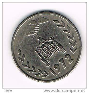 ALGERIA  1  DINAR  1972  LEGEND TOUCHES INNER CIRCLE - Algérie