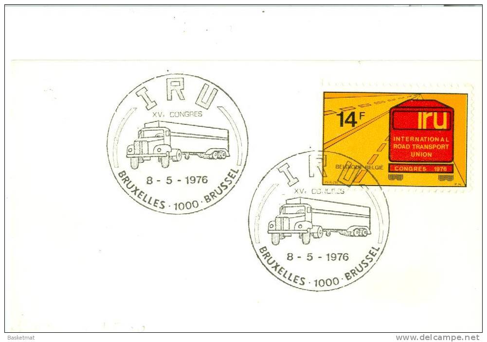 BELGIQUE CARTE CACHET CAMION IRU 1976 - Camion