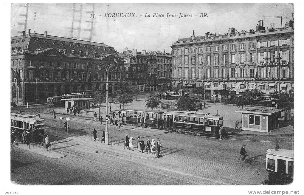 CPA 33 BORDEAUX PLACE JEAN JAURES 35 BR TRAMWAY ANIMATION CACHET 1936 - Bordeaux