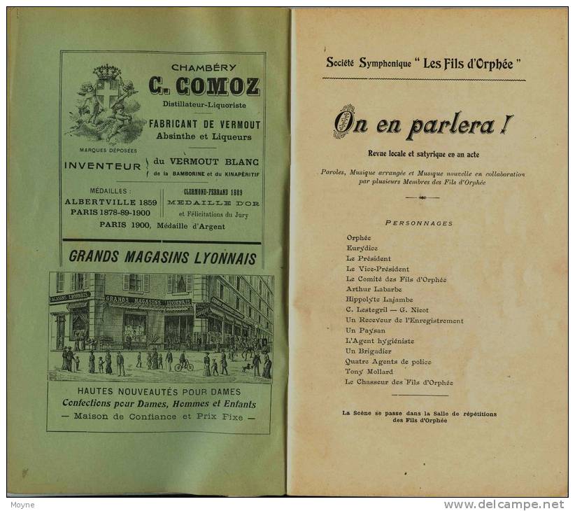 Savoie - SOCIETE SYMPHONIQUE -  Revue  ON EN PARLERA !  Au Théatre De Chambéry Le 19 Janvier 1907 -RARE- Absinthe Comoz - Rhône-Alpes