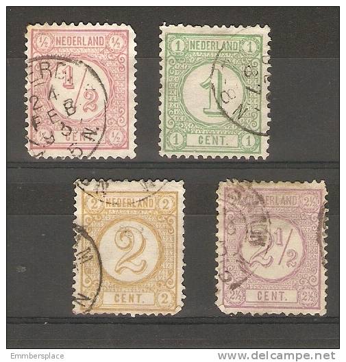 NETHERLANDS - 1876 NUMERALS GROUP OF 4 VALUES USED  Sc 34-7 - Gebruikt