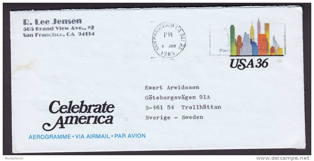 United States Airmail Postal Stationery Ganzsache Entier Aerogramme 1985 Celebrate America Indian Etc. (2 Scans) - 3c. 1961-... Lettres