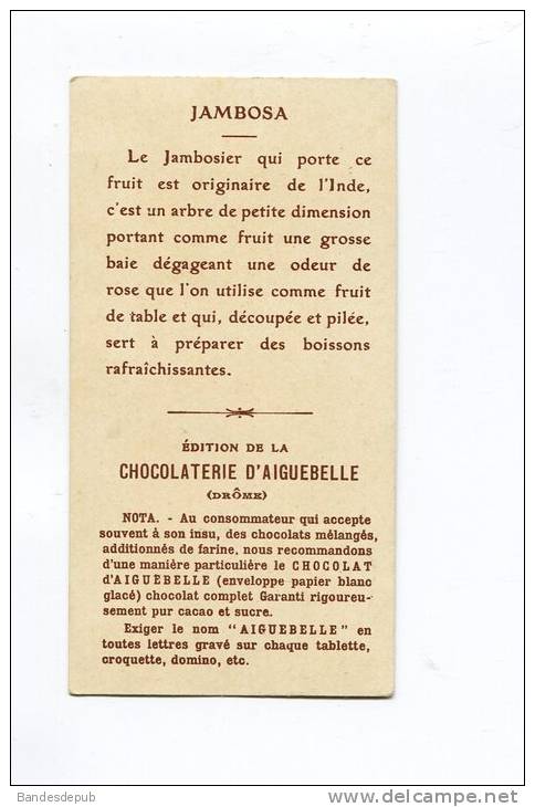 AIGUEBELLE   Chromo Didactique Fruit Jambosier Inde  Boisson   Texte Au Dos - Aiguebelle
