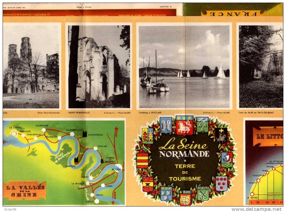 DEPLIANTS  TOURISTIQUE PLANS GUIDE ITINERAIRES PHOTOS  Voyage En SEINE-NORMANDE Des Années 1960 - Normandie