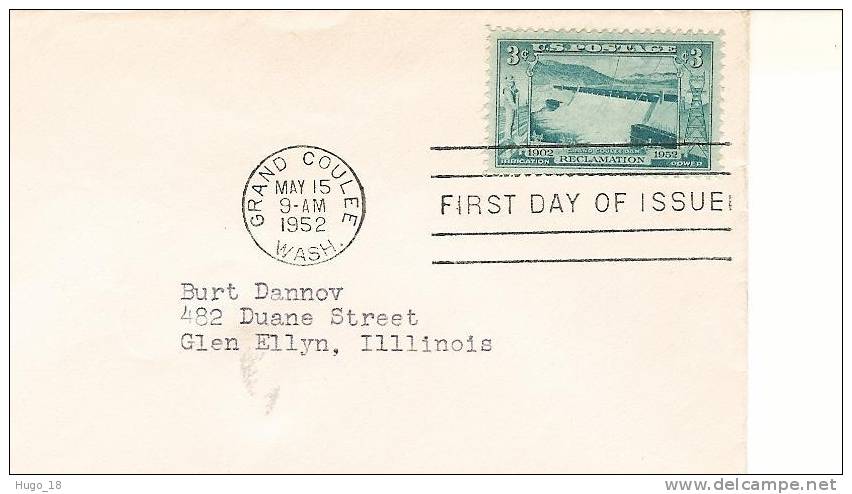 FDC  U.S.A  1952  Grand Coulee - 1951-1960