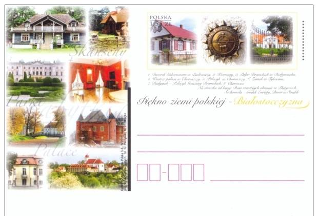 Poland Pologne, Tourism: Castles And Palaces In Bialystok Region, 2010. - Entiers Postaux