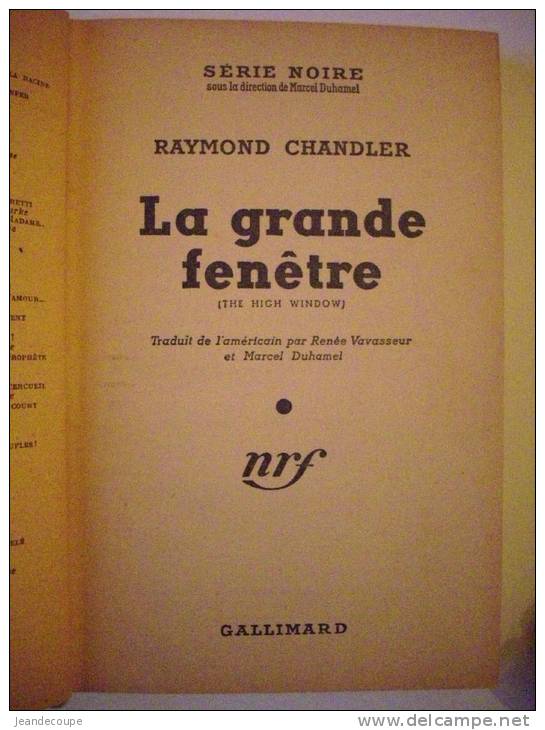 - Roman Policier - Série Noire - La Grande Fenêtre - " Raymond Chandler " - 1950 - N° 7718 - - Série Noire