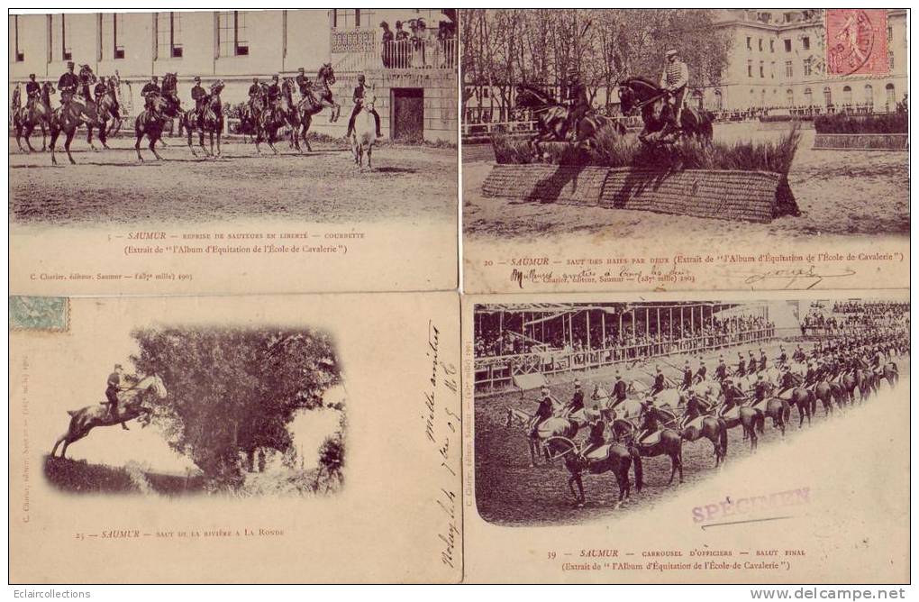 Saumur..Ecole De Cavalerie..Carrousel...Cheval..  1 Lot De 8  Cp - Angers