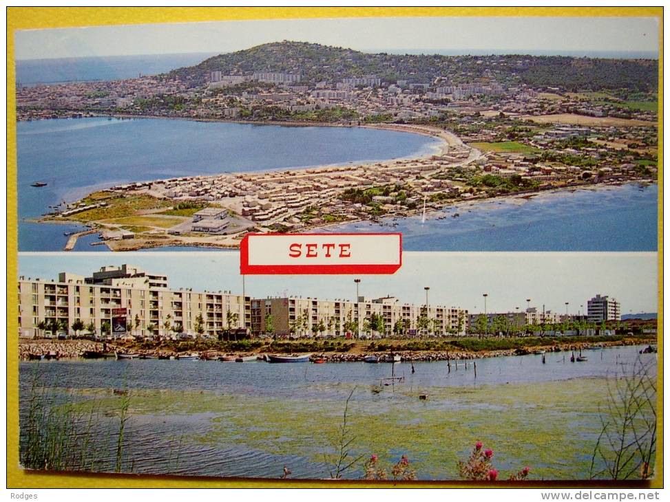 Dep 34 , Cpm  SETE , 2 Vues , Le Mont Saint Clair Et Le Barroux , L'ile De Thau  (140) - Sete (Cette)