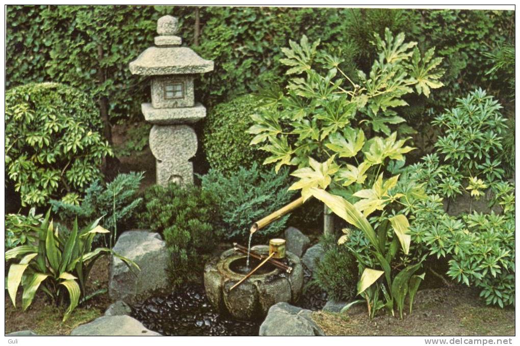 Etats-Unis-OR-Oregon-Port Land-PORTLAND-The  Japanese Garden " TSUKUBAI (water Bassin And Oribe Lantern With Bamboo.) - Portland