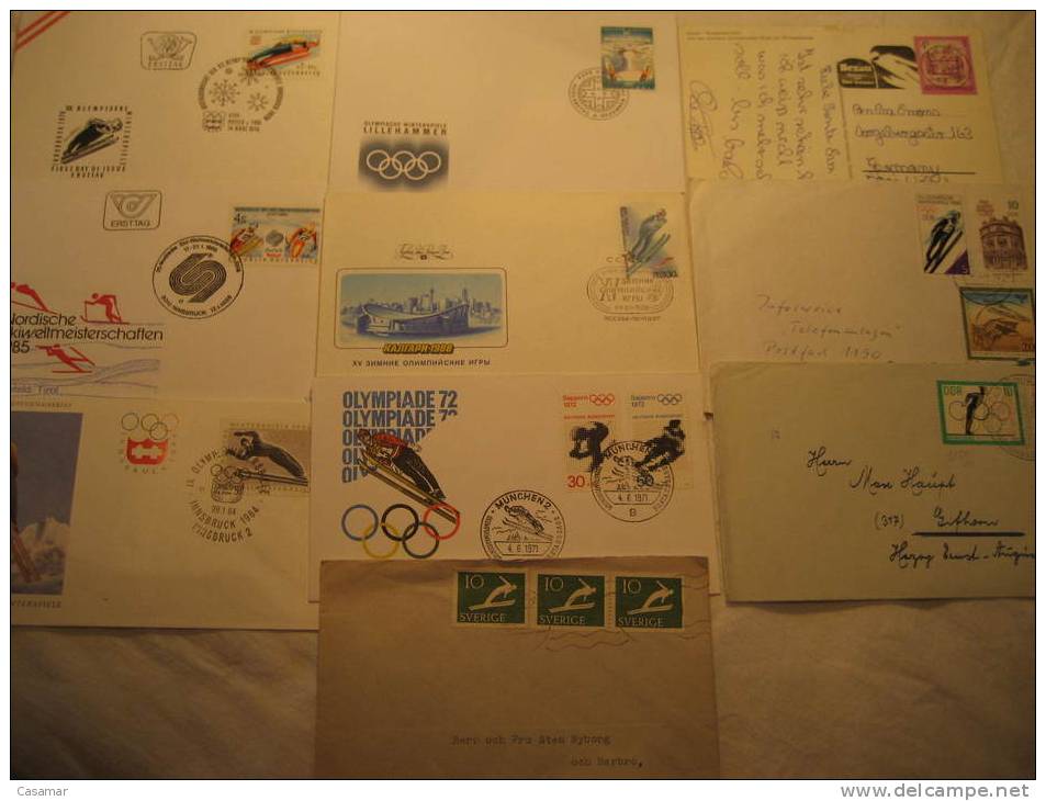 SKI Sauts Saltos De Esqui Skis Skiing Trampolin Trampoline 10 Postal History Different Items Collection Lot - Sammlungen (im Alben)