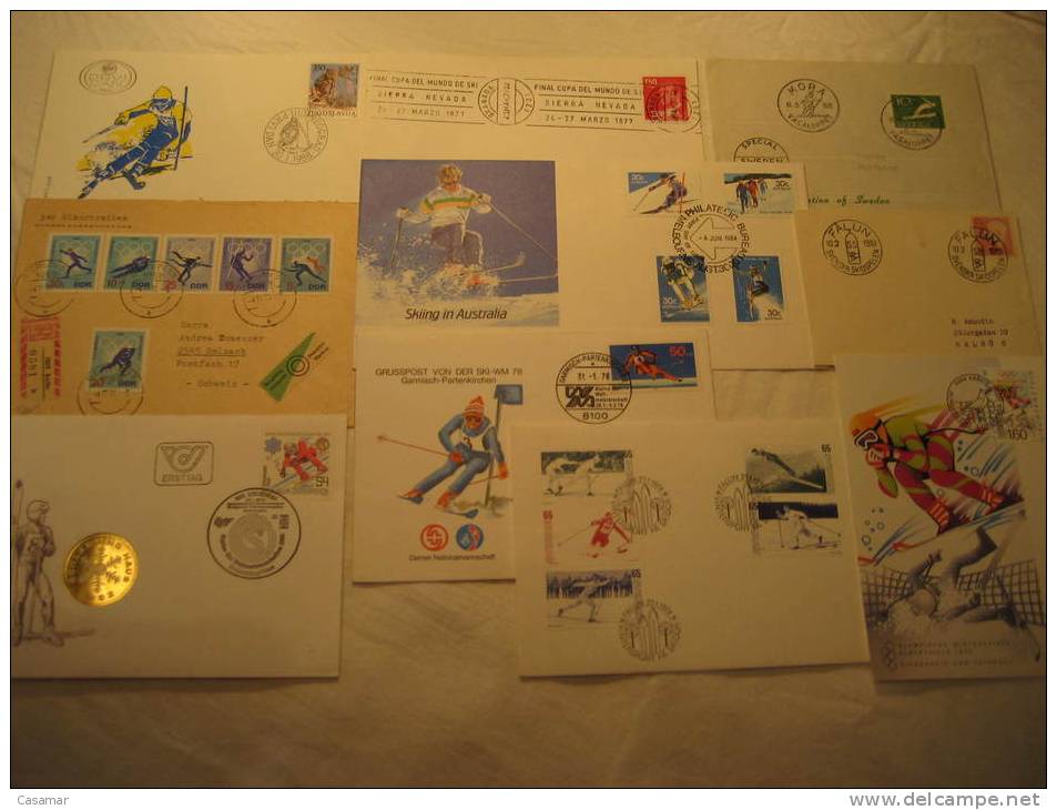 SKI Skiing Esqui Sci 10 Postal History Different Items Collection - Sammlungen (im Alben)