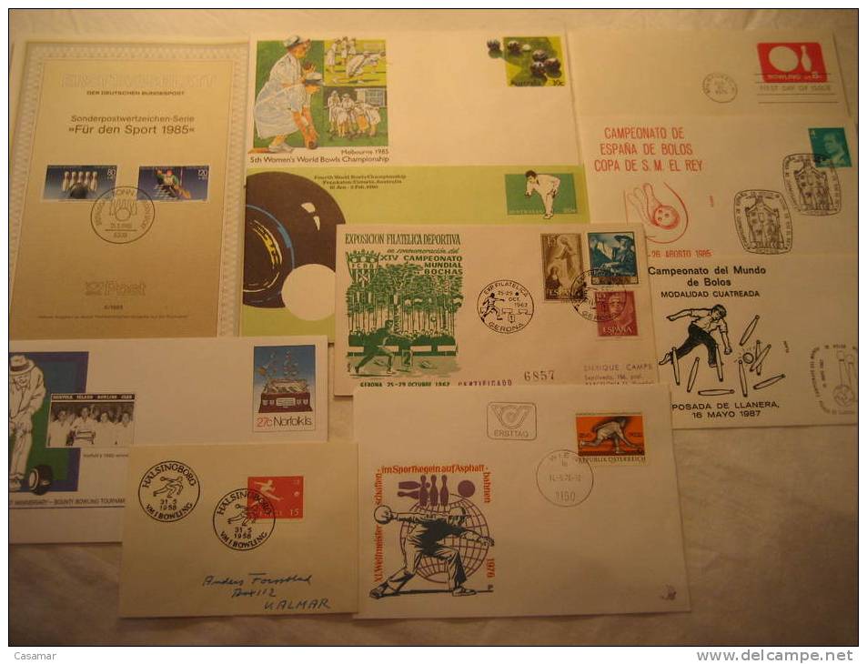 BOWLING Bolos Bochas Bowls 10 Postal History Different Items Collection - Colecciones (en álbumes)