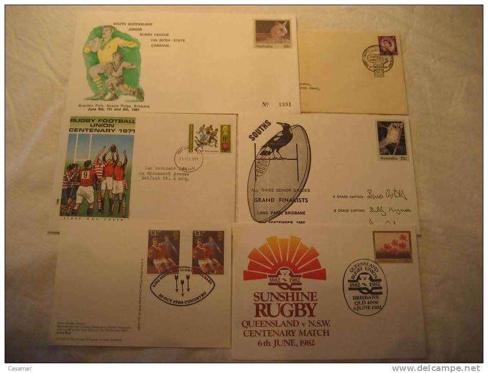 RUGBY 6 Postal History Different Items Collection - Sammlungen (im Alben)