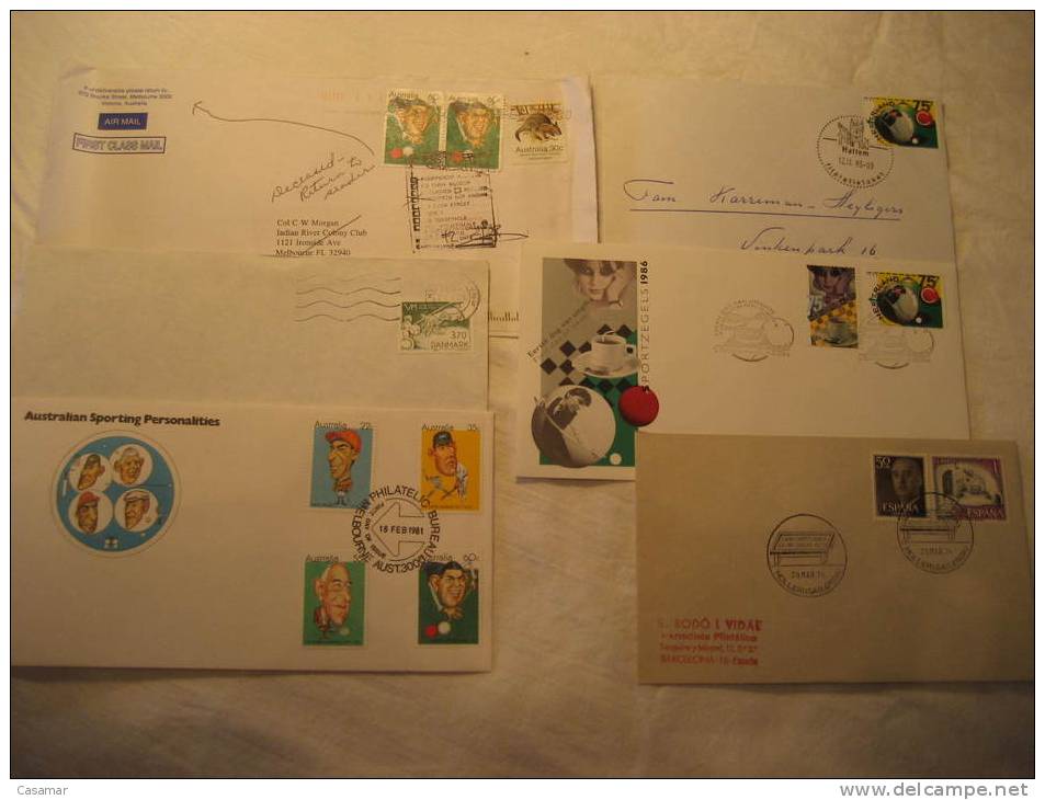 BILLIARD Pool Billar Billard 6 Postal History Different Items Collection - Sammlungen (im Alben)