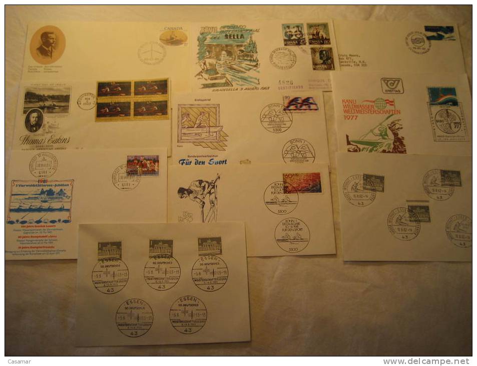 ROWING Canoa Canoe Kayak Aviron Remo Piragua Pirogue Regatta Regate Kanu 10 Postal History Different Items Collection - Collections (en Albums)
