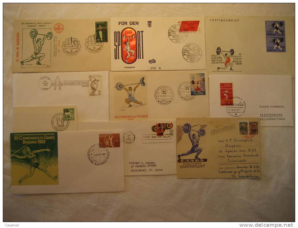 WEIGHTLIFTING Halterophilie Gewichtheben Halterofilia Powerlifting Pesa 10 Postal History Different Items Collection Lot - Collections (en Albums)