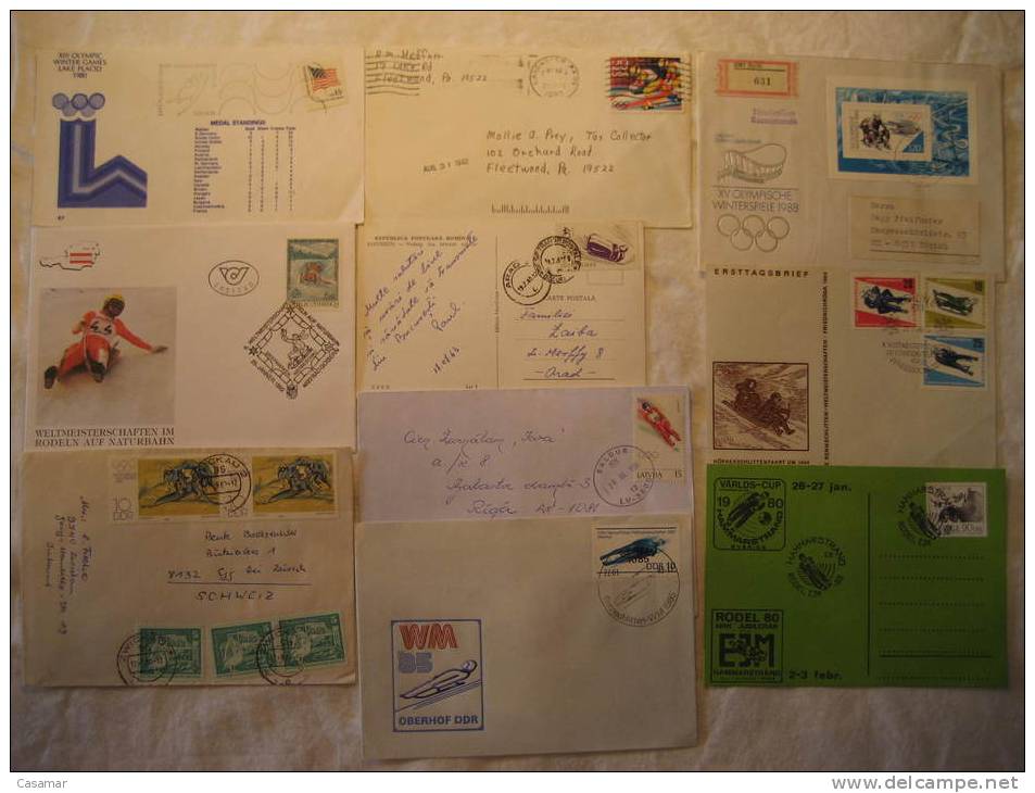 BOBSLEIGH Rennschlitten 10 Postal History Different Items Collection - Collections (with Albums)