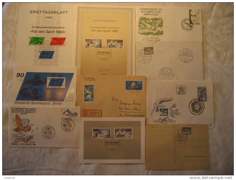 WATERPOLO Waserball Water Polo Water-polo 10 Postal History Different Items Collection - Sammlungen (im Alben)
