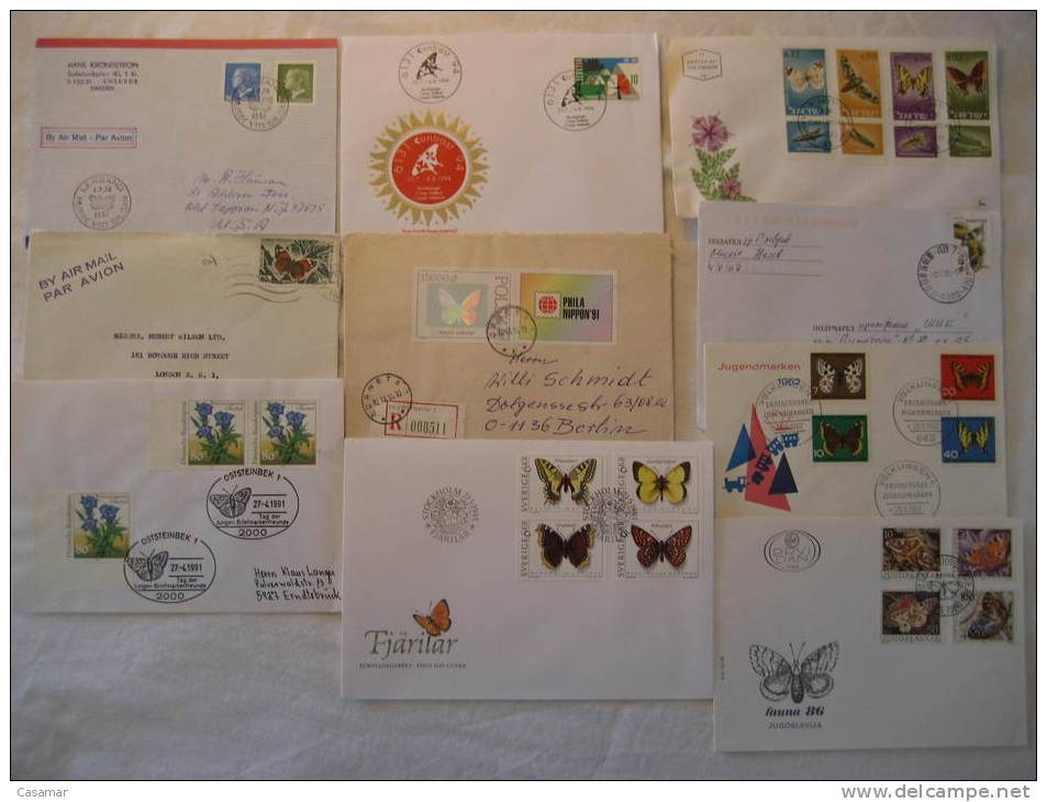 BUTTERFLY Butterflies Mariposa Mariposas Papillon Fauna 10 Postal History Different Items Collection Lot - Colecciones (en álbumes)