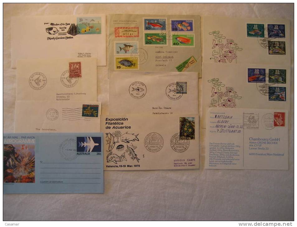 GOLDFISHES Aquarius Aquarium Fish Peces De Acuario Fishes Sea Fauna 10 Postal History Different Items Collection Lot - Sammlungen (im Alben)