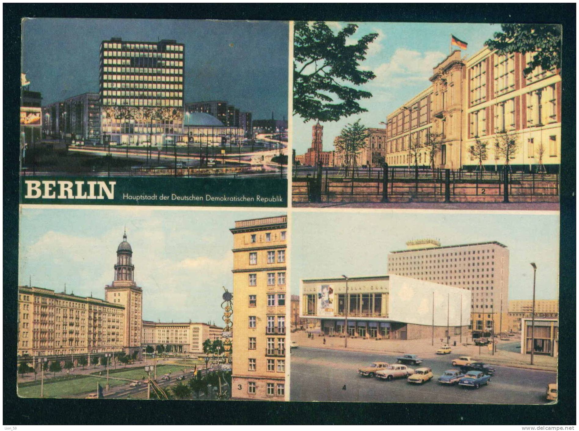 56542 // BERLIN - MIT LUFTPOST 1968 - FRANKFURTER TOR, KINO CINEMA , HOTEL BEROLI Deutschland Germany Allemagne Germania - Lettres & Documents