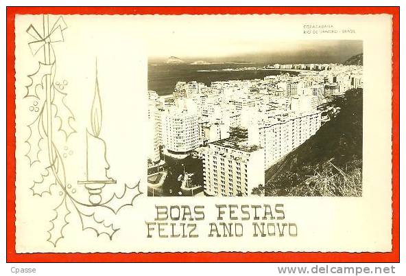 CPSM BRASIL Brésil Copacabana RIO De JANEIRO "Boas Festas Feliz Ano Novo" ° Noël Nouvel An - Copacabana