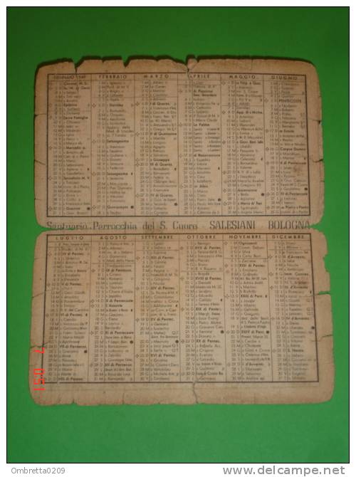 Calendarietto Anno1949.- S.GIOVANNI BOSCO  / Gesù SACRO CUORE  Salesiani Bologna - Santino - Petit Format : 1941-60