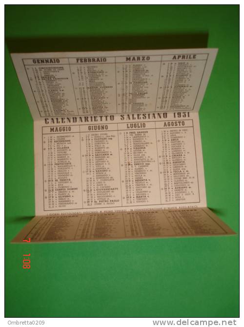 Calendarietto 1951 - Beato DOMENICO SAVIO - Salesiani - Kleinformat : 1941-60