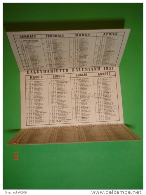 Calendarietto 1951 - Beato DOMENICO SAVIO - Salesiani - Petit Format : 1941-60