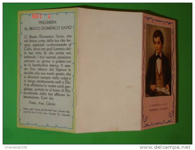 Calendarietto 1951 - Beato DOMENICO SAVIO - Salesiani - Formato Piccolo : 1941-60