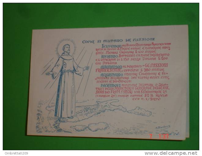 Calendarietto Anno 1953.- S.FRANCESCO D´ASSISI - Apostoliche Missioni - - Santino - Kleinformat : 1941-60