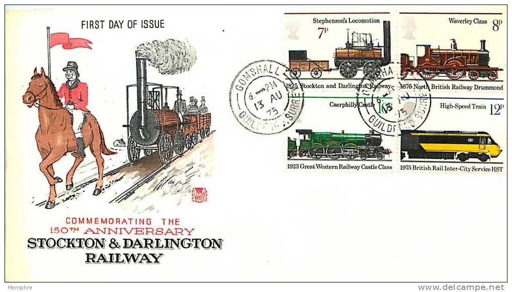 1975  Stockton And Darlington Railway  Stuart Cover Gonshall Cancel - 1971-1980 Decimal Issues