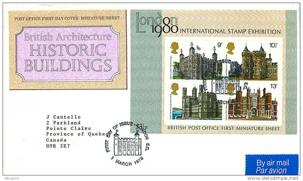 1978  London 1980  Miniature Sheet  PO FDC   London Special Handstamp - 1971-1980 Em. Décimales