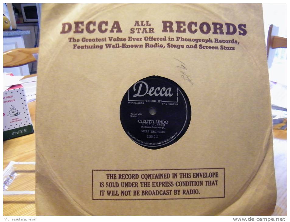 78tours.Mills Brothers.Lazy River/Cielito Lindo - 78 Rpm - Schellackplatten