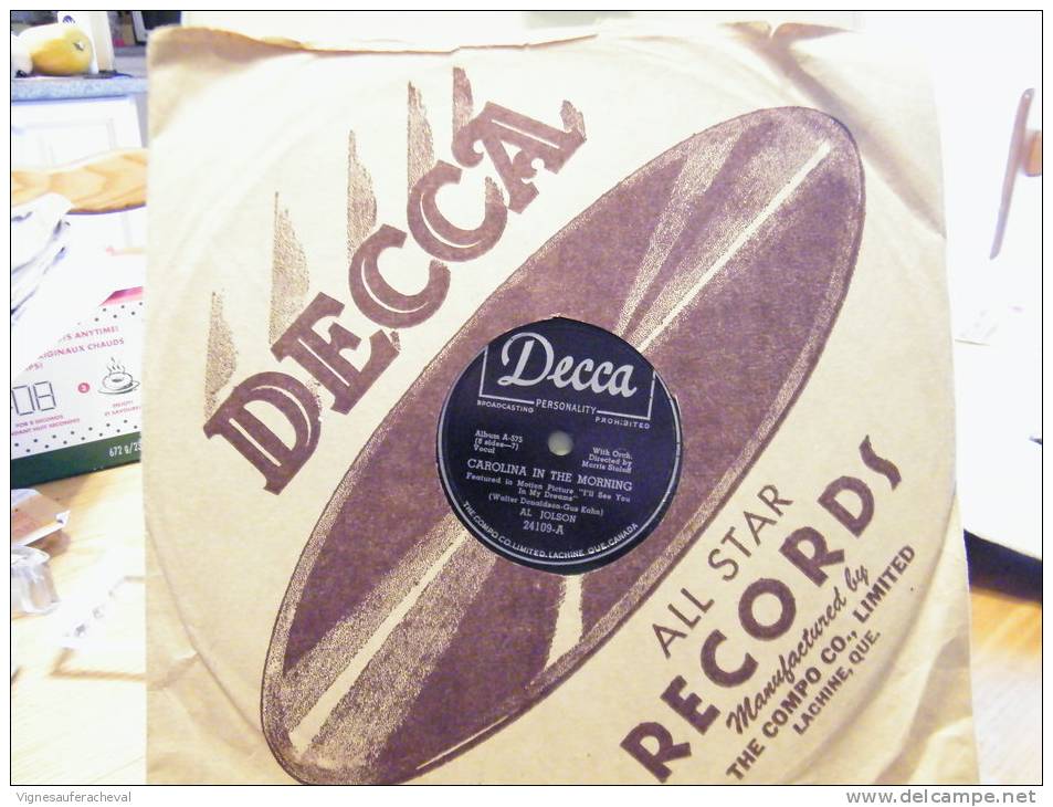 78tours.Al Jolson.Carolina In The Morning/Liza - 78 Rpm - Gramophone Records