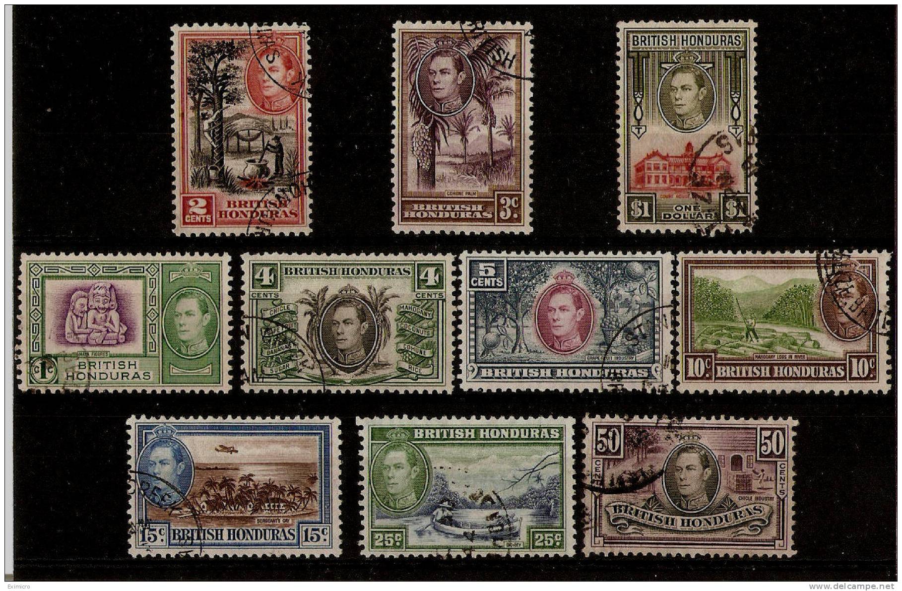 BRITISH HONDURAS 1938 SET TO $1 SG 150/159 FINE USED Cat £30+ - British Honduras (...-1970)