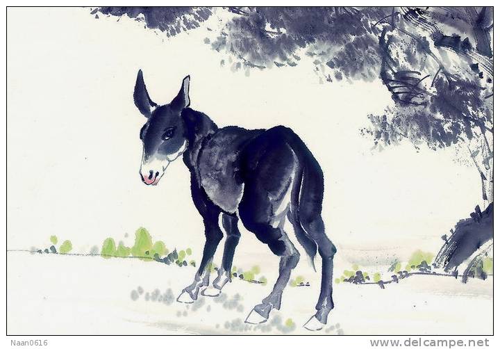 (NZ06-061  ) Painting Donkey Dos D´âne Esel Anes ,  Postal Stationery-Postsache F -Articles Postaux - Anes