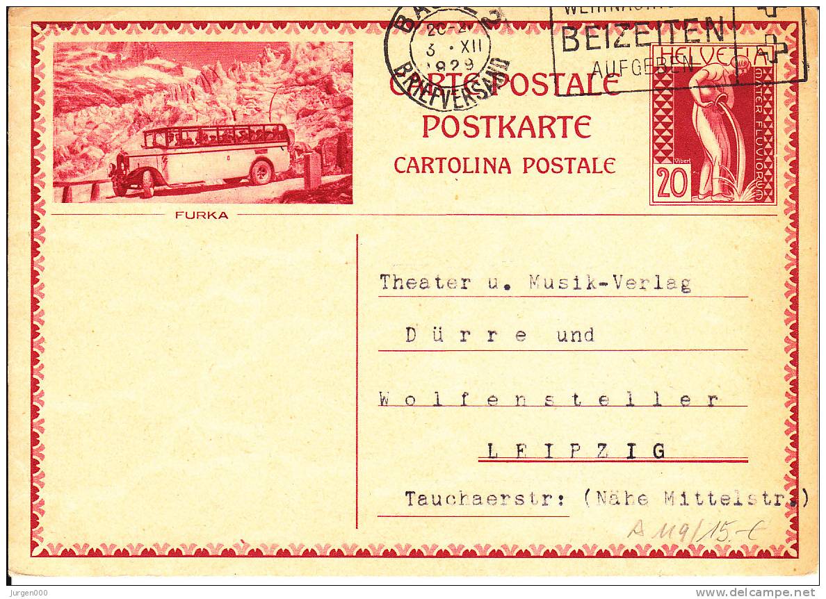 Zwitserland, Entier Furka 1929 (4819) - Bus