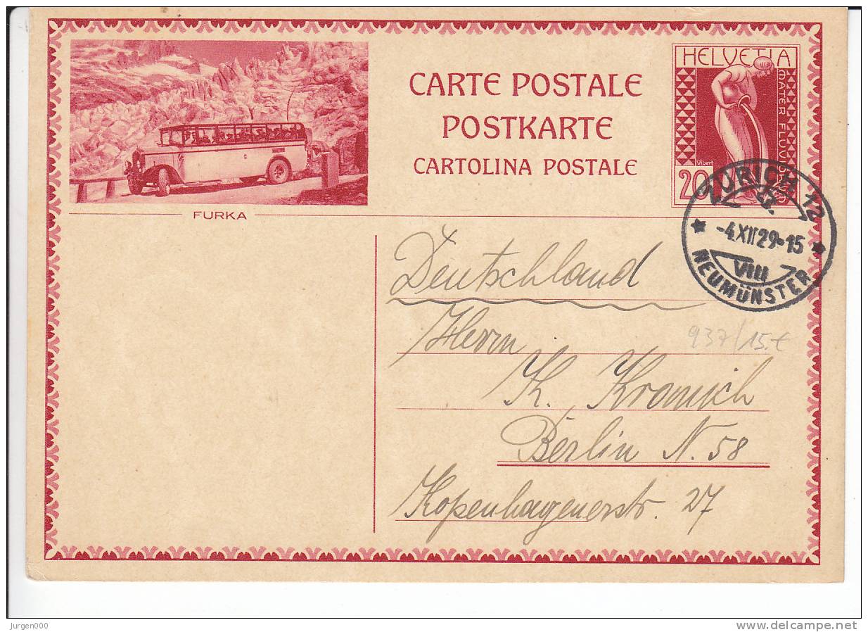 Zwitserland, Entier Furka 1929 (4826) - Bus