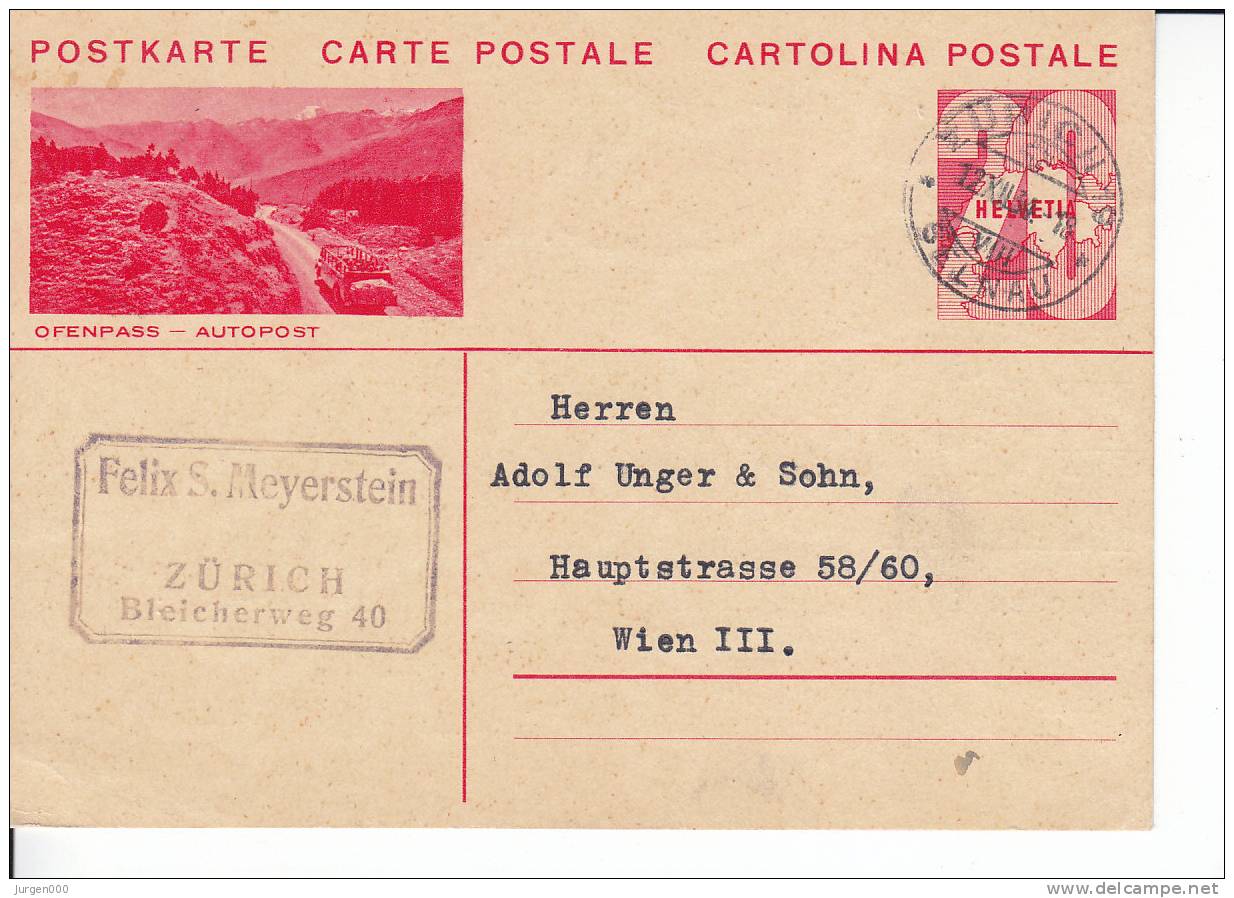 Zwitserland, Entier Ofen-Pass Autopost 1934 (4842) - Busses