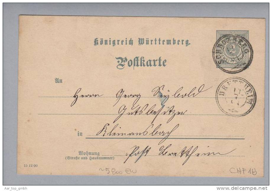 Heimat De BW Schrozberg 1901-07-14 GS 2Pf. Nach Brettheim - Postal  Stationery