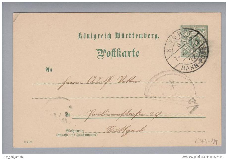 Heimat De BW Bahnpost K.Württ. 1900-11-07 O#77 L213 Va Nach Stuttgart - Postal  Stationery