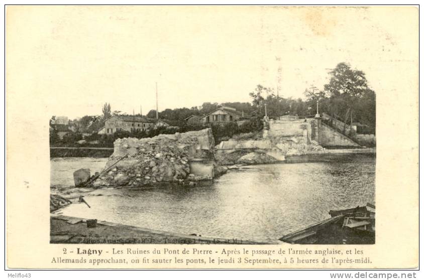 77/CPA - Lagny - Les Ruines Du Pont De Pierre - Lagny Sur Marne