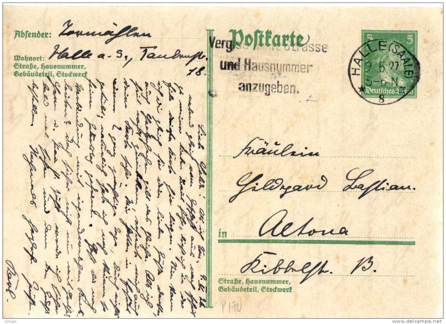 Drittes Reich Ganzsache Gelaufen Mit Maschinenstempel @ - Cartes Postales