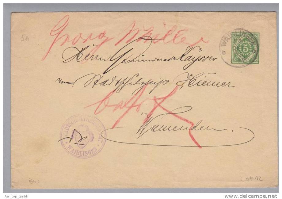 Heimat De BW Waiblingen 1905-10-24 Auf Dienst-GS 5Pf. Nach Winnenden - Postal  Stationery