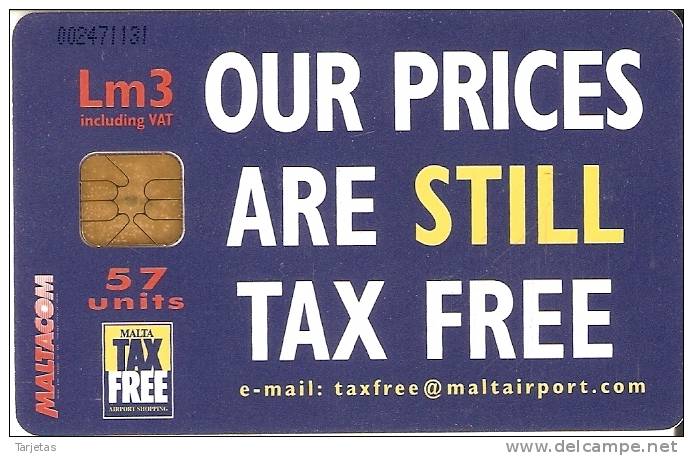 Nº199  TARJETA DE MALTA  TAX FREE - Malta