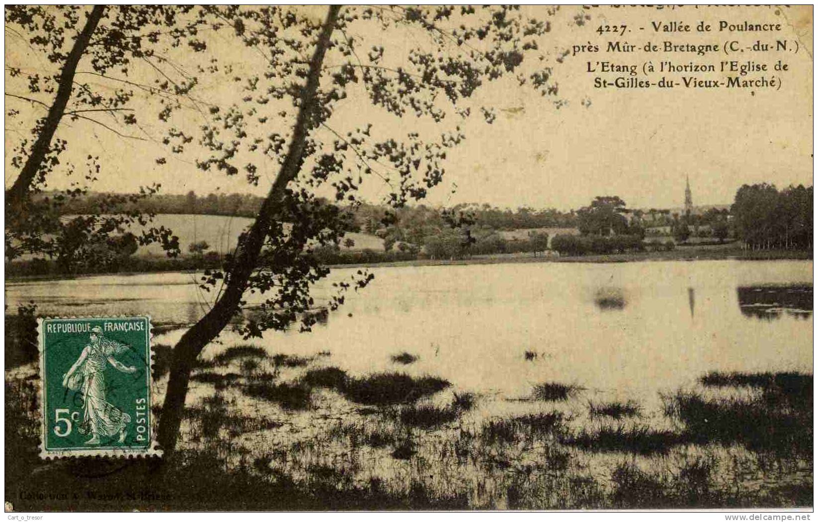 CPA 22 SAINT-GILLES-VIEUX-MARCHÉ - VALLÉE DE POULANCRE - ÉTANG - (et église Au Fond) - Environs De Mûr-de-Bretagne - Saint-Gilles-Vieux-Marché