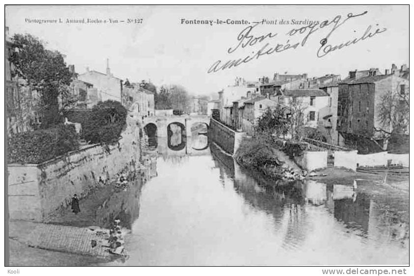 85Z05-4- FONTENAY-LE-COMTE - Pont Des Sardines - Convoyeur Ligne Chateau-du-Loir à Chartres 1903 - Fontenay Le Comte